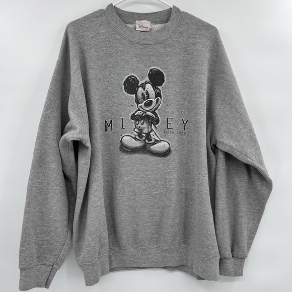 VTG Disney Store Womens Mickey Est. 1928 Crewneck Sweatshirt Size M Gray - Picture 1 of 7
